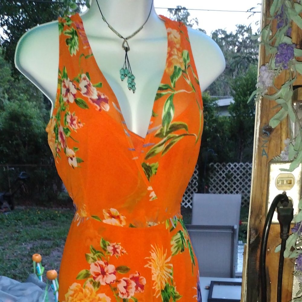 Calvin Klein Floral Slip Lined Dress Size 8